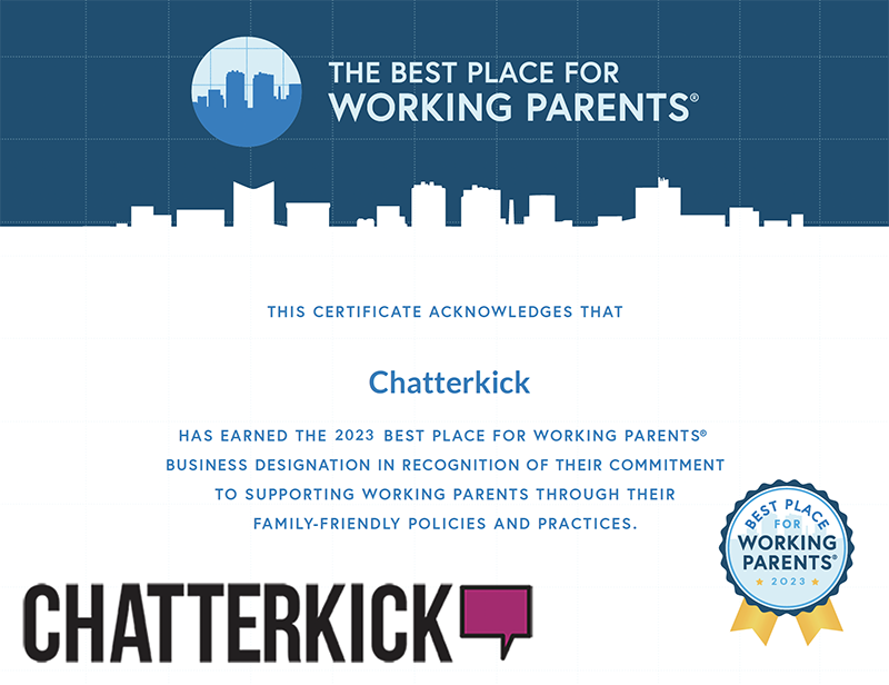 The Best Place for Working Parents certificate